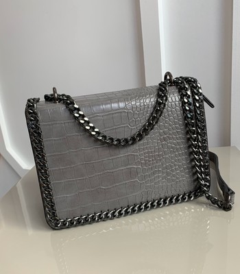 grey snake print bag