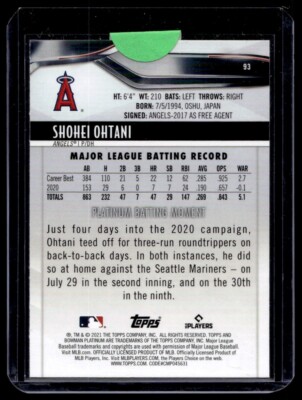 2021 Bowman Platinum Shohei Ohtani G40 Los Angeles Angels