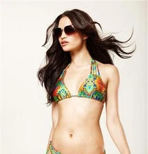 Luli Fama Womens  'Aguanile' Strappy Halter Top & Vix Bottoms Bikini Set M