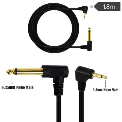 6.35mm 1/4'' Mono Male to 3.5mm 1/8'' TS Mono Male Right Angle Adapter Audio Cable