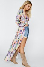Abstract Printed Button Down Maxi Top