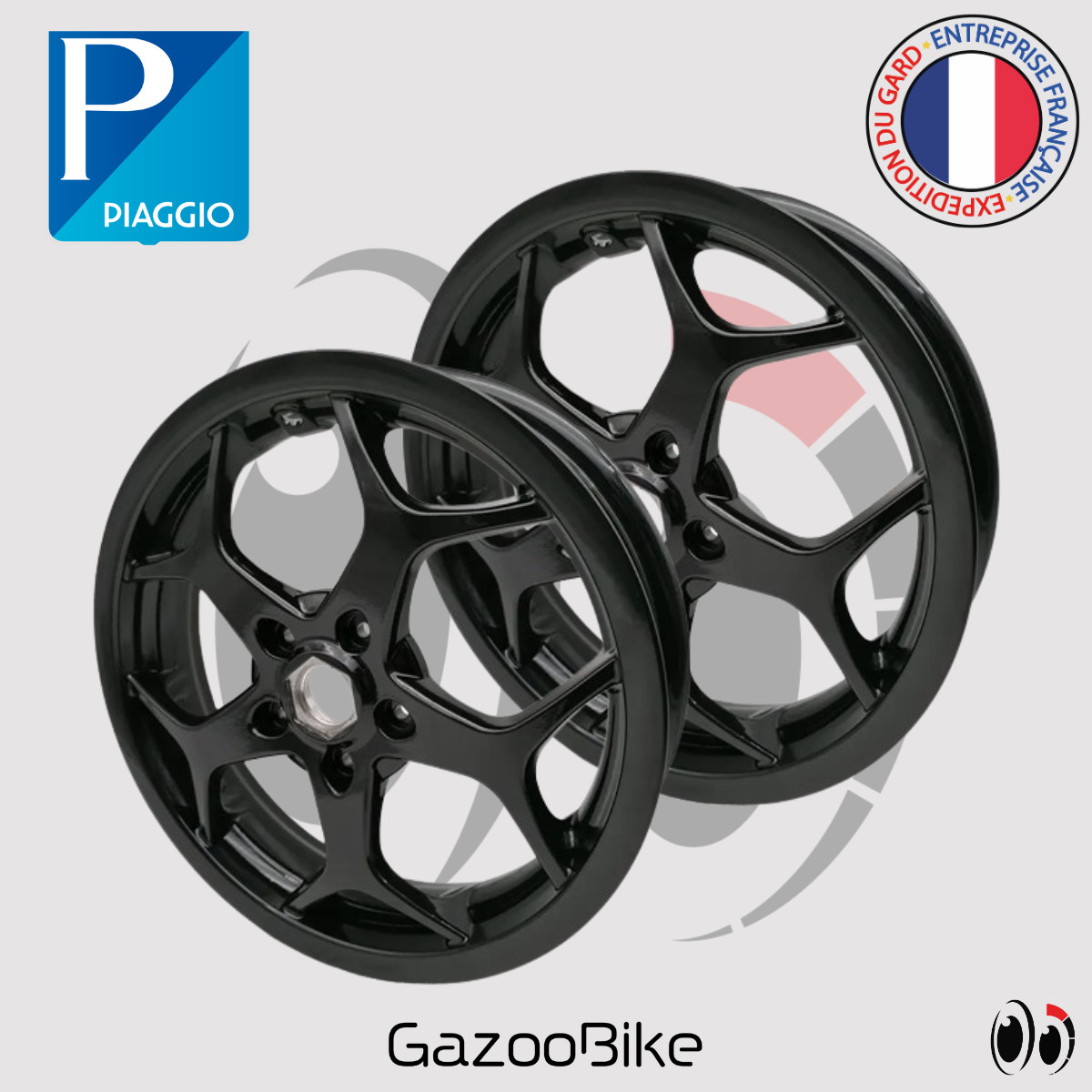 Jante avant arrière 13" pour Vespa GTS 125/300, paire de roues noires en aluminium 2007-2013