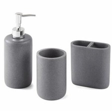 New 3 Piece Natural Sandstone Bath Accessories Sets, Grey