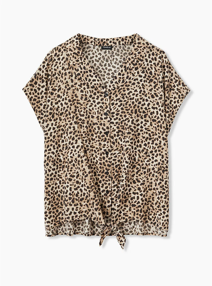 Blusa midi domana con corbata delantera de callis torrida blusa de leopardo 3X 22 24 #07030