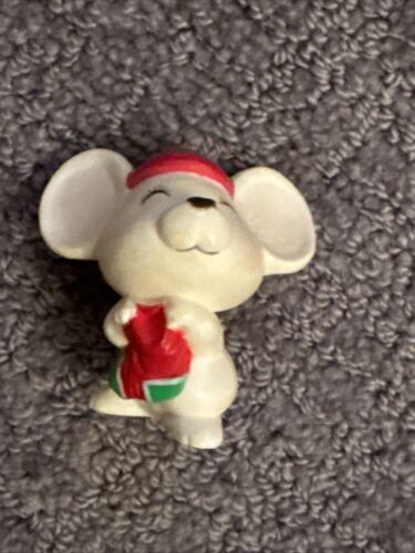Vintage 1979 Hallmark Weihnachten Mini Miniatur Maus mit rot & grün Harz Kappe - Bild 7 von 8