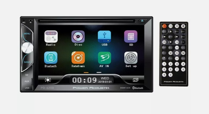 POWER ACOUSTIK PD-620HB 2 DIN DVD/CD Player SD Bluetooth USB