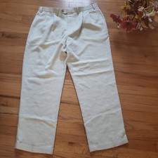 Chaps Dress Pants Pleated/Cuffed Cream 40x32 NWT Rayon/Polyester Mens