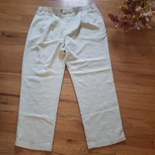 Chaps Dress Pants Pleated/Cuffed Cream 40x32 NWT Rayon/Polyester Mens