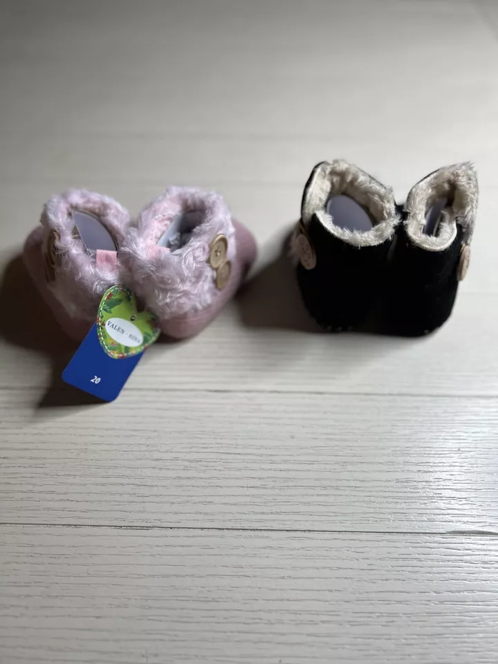 Par de botines forrados de piel sintética para bebé niña pequeña talla 3 rosa y negro Foto 2 de 3
