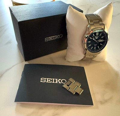 Seiko 5 SNKP17 Automatic Watch 7S26 Blue Dial Roman Numerals - Full Box Kit