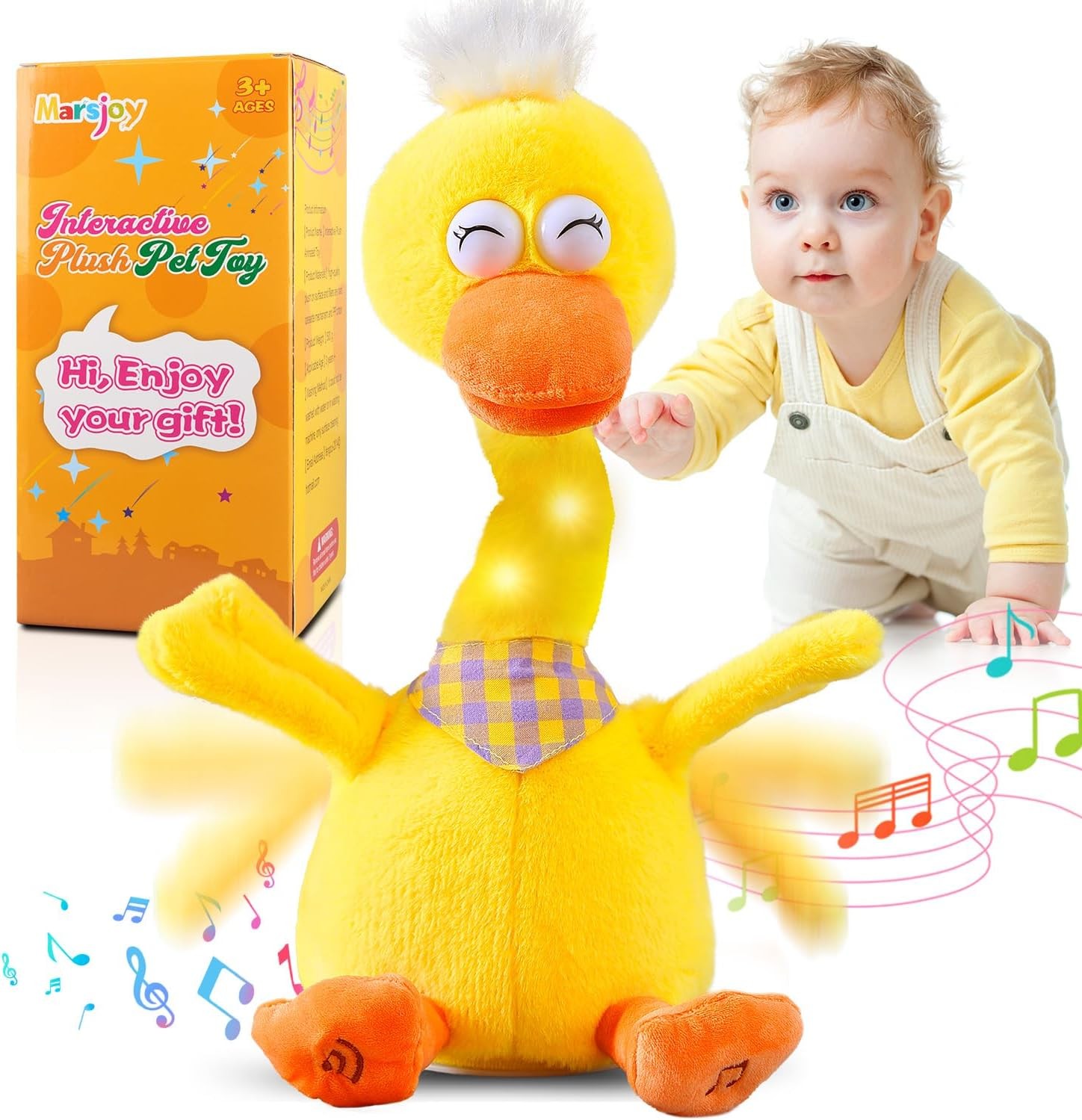 Marsjoy 13"" Talking Dancing Duck, Repeating What You Say Mimicking Recording Pl