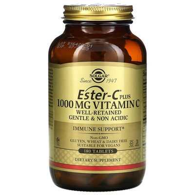 2 X Solgar, Ester-C Plus Vitamin C, 1,000 mg, 180 Tablets