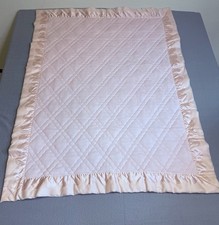 Vintage Storktex Virgin Ducon Light Pink Quilted Silk Cloud Edge Baby Blanket