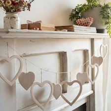 Valentine's Day Heart Garland Decorations Rustic Wooden Love Strings Banner for