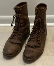 Men's Justin 7D Style 545 Roper Kiltie Western Boots Brown Leather 1647