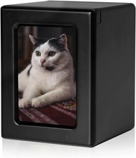 PCS Cat Urn for Ashes - Photo Urn, Black Small Pet Cremation Box