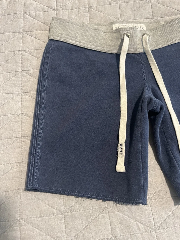 Pantalones Cortos Deportivos Aeropostale Para Mujer Talla XS Azul Gris Cortado Cortar Cordones Salón Foto 2 de 4
