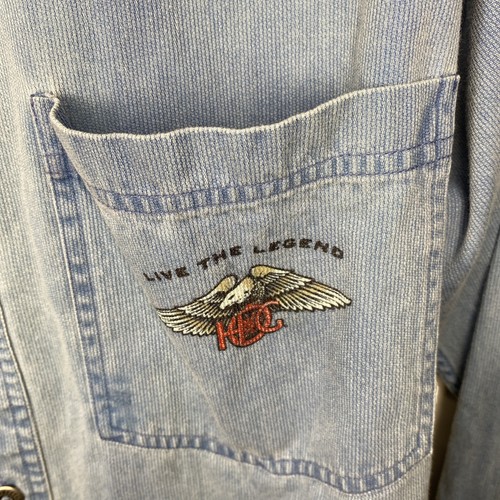 Harley Davidson Herren Denim Front, Khaki Back Button Up Langarm Hemd Gr. M - Bild 5 von 10