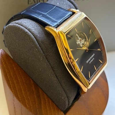 EMPORIO ARMANI ARS3351 Automatic Tonneau Blue Dial Watch With Box