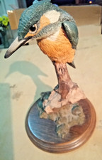Country Artists Kingfisher Ornament Figurine Mounted on Wooden Base - England