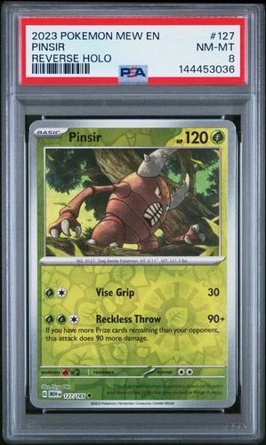 2023 POKEMON MEW EN-151 REVERSE HOLO #127 PINSIR PSA 8
