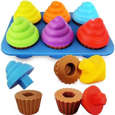 Cupcake Toy Toddler Toy Learning Colors and Shape-Shape Sorting Toys for Todd...