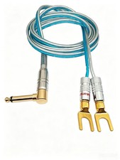 6.35mm TS Mono RA 90 to 8.5mm Y U Fork Spade Audio Speaker amplifier cable 1 6F