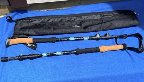 Cascade Mountain Tech Adjustable Trekking Poles Pair w/ Carry Bag Cork Grips