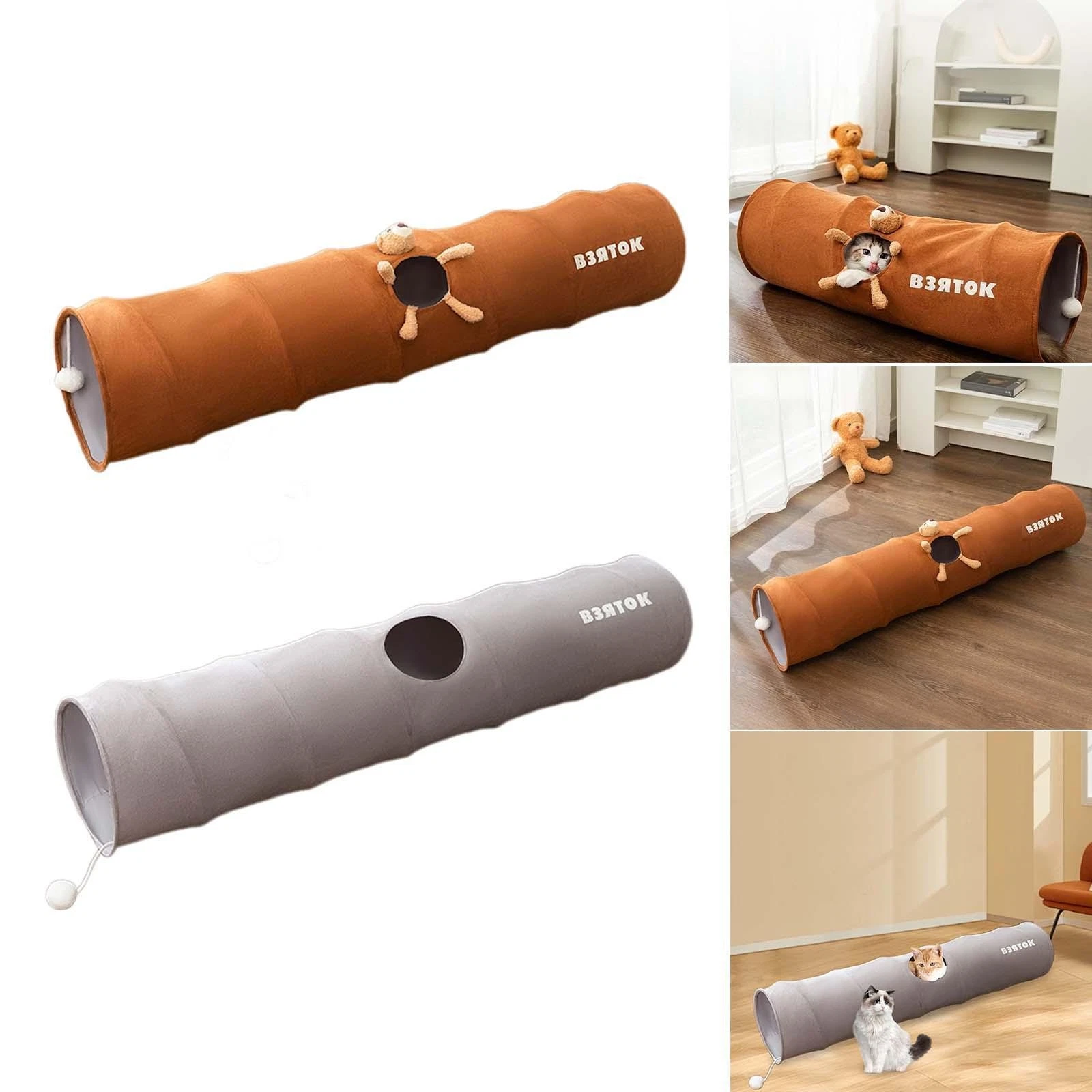 Cat Tunnel Pet Toy Scratch Resistant with Hole Portable Interactive Toy for