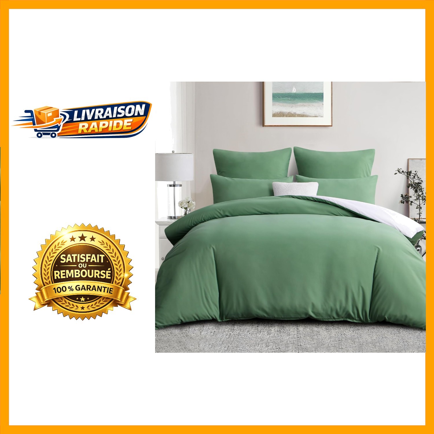 Housse de couette 240x260 avec fermeture éclair pour une chambre d'ambiance nature