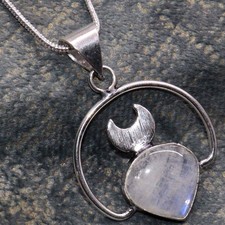 Rainbow Moonstone 925 Silver Plated Necklace 20" Aesthetic Jewellery JW