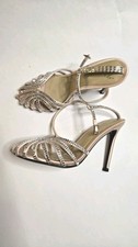 Women  s Rhinestone Strappy High Heel Sandals Ankle Strap Nude Pink Open Toe New