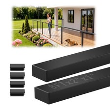 8Ftx2Inx1In Black Cable Railing Handrail 2 Pack, Stainless Steel T304 Rectangula