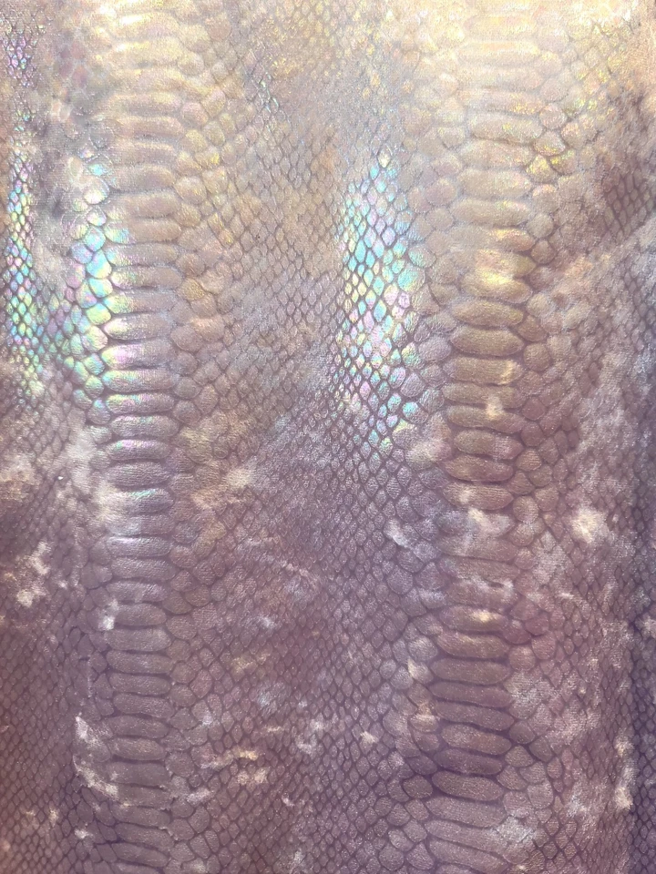 Fabric Sold By The Yard Stretch VELVET FOIL HOLOGRAM LAVENDER SNAKE IRIDESCENT - Image 4 of 4