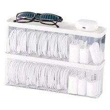 Charger Cable Cord Storage Organizer Box - Easy Storage Without Cable 2 Clear