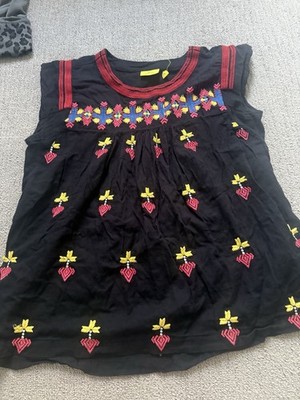 Roberta Roller Rabbit Black Cap Sleeve Embroidered Top sz Medium