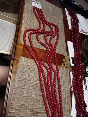 Lot of 2-Hobby Lobby Dark Red Wooden Bead String 106  Long Each Brand NWT ￼