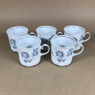 5er Set Mitterteich Baveria Vergissmeinnicht Tassen Made in Germany Vintage