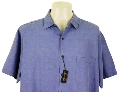 TASSO ELBA ISLAND Herren SEIDE/Baumwolle Blau S/S ABENDHEMD - 2XL - 56'' - UVP 65£