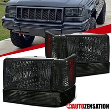 Fit 1993-1996 Jeep Grand Cherokee Headlightsbumper Corner Signal Lamps Smoke