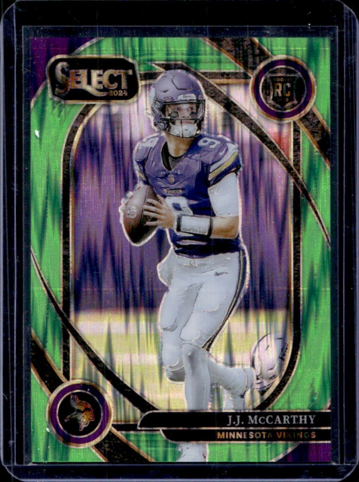 2024 Select JJ McCarthy Club Level RC Neon Green Prizm Shock #113/499 Vikings
