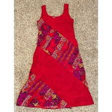 Jessica Howard Petite Sleeveless Tank Dress Made in USA Red Multi Size 4