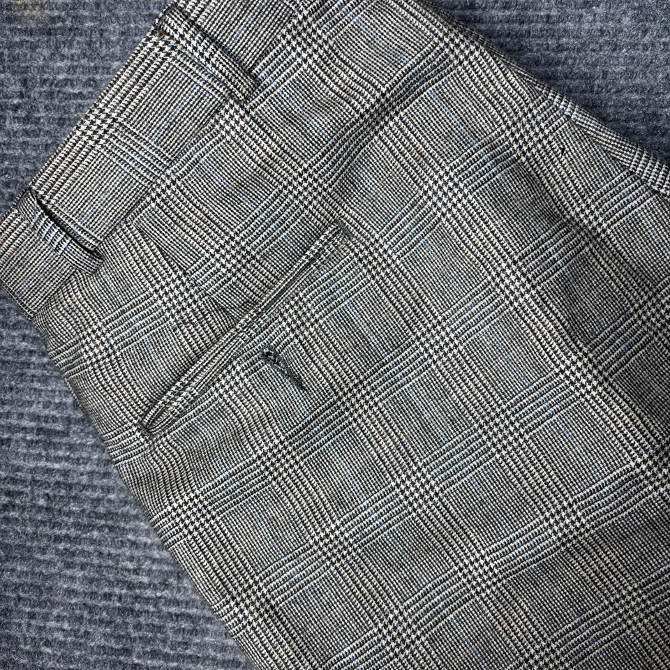 Pantalones de lana a cuadros vintage Ralph Lauren para hombre Glen pantalones pantalones talla 36x30 gris Foto 3 de 4