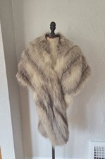 Fox Fur Stole Vintage Gray And White 80" Long Bridal Wedding Wrap Shawl