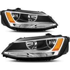 Conjunto de faros compatible con VW Jetta MK6 2011-2018 cromo sin DRL