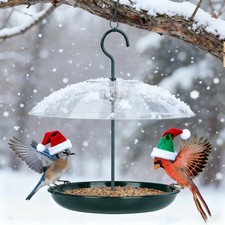 Platform Bird Feeder for Outdoors Hanging with 12  Weatherproof Dome, Squirre...