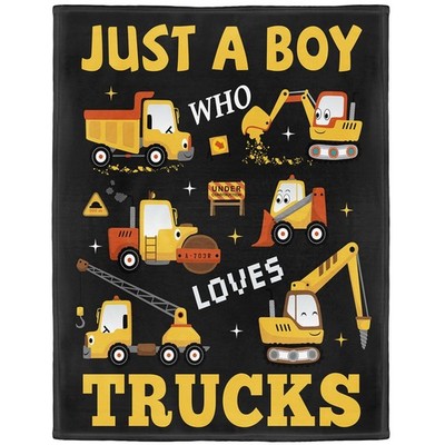 Tractor Excavator Blanket, Just A Boy Who Loves Construction Trucks Blanket, ...