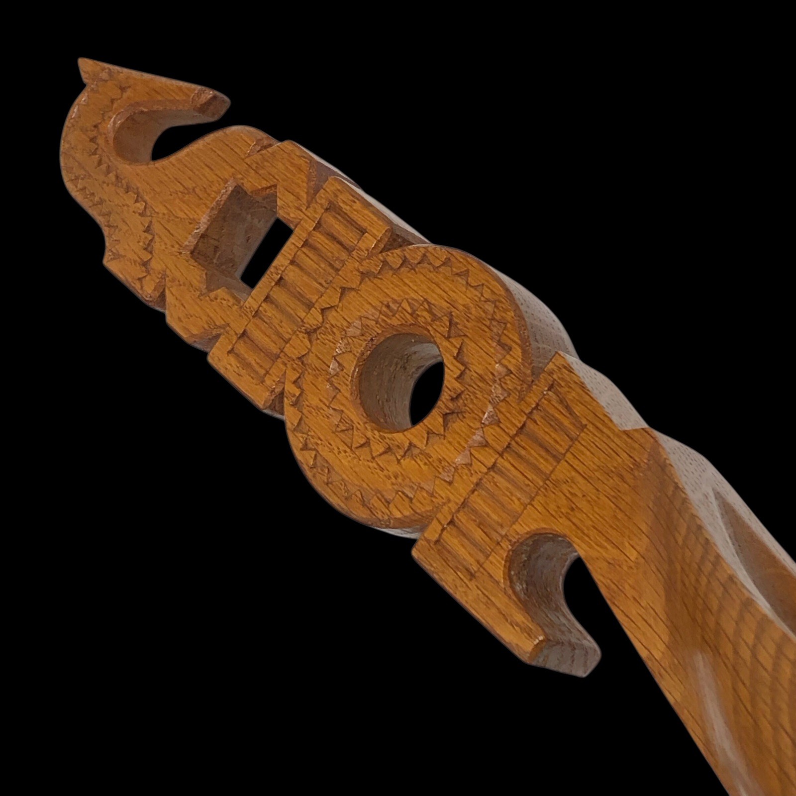 Vintage Volga Russian Hand Carved Oak Wood Folk Art Horse Sauna Viking Ladle Ex