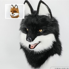 Simulated Wolf Movable Mouth Mask Fox Plush Headgear Halloween Cosplay Headwear
