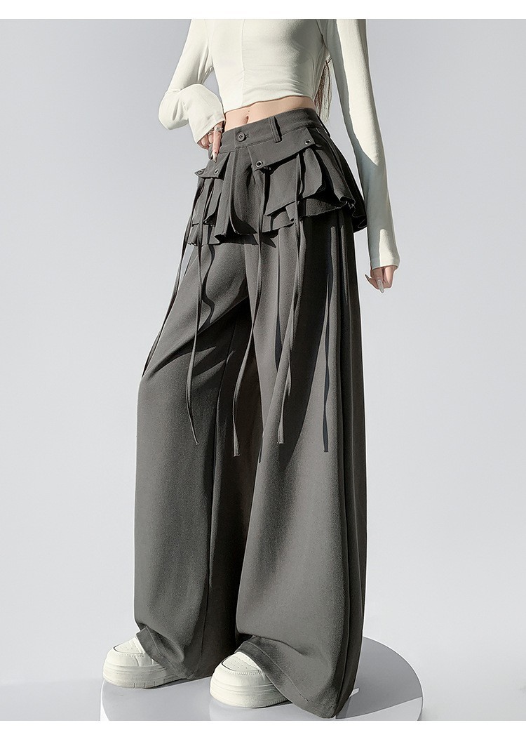 Japanese Women high-waisted wide-leg pants pantskirt trousers